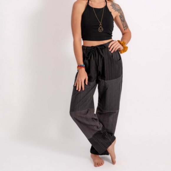 NWT  Black Unisex Patchwork Pants-Small - Picture 1 of 7